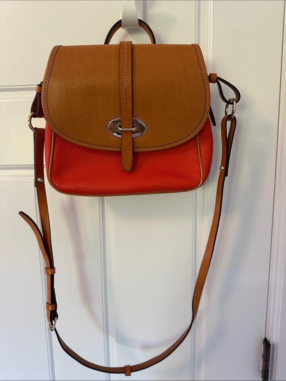 Dooney & Bourke Tan and Orange Leather Crossbody Bag
